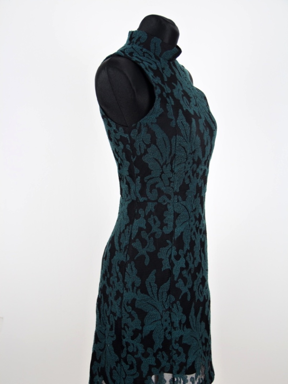 H&M | Embroidered Black and Green High Neck Dress